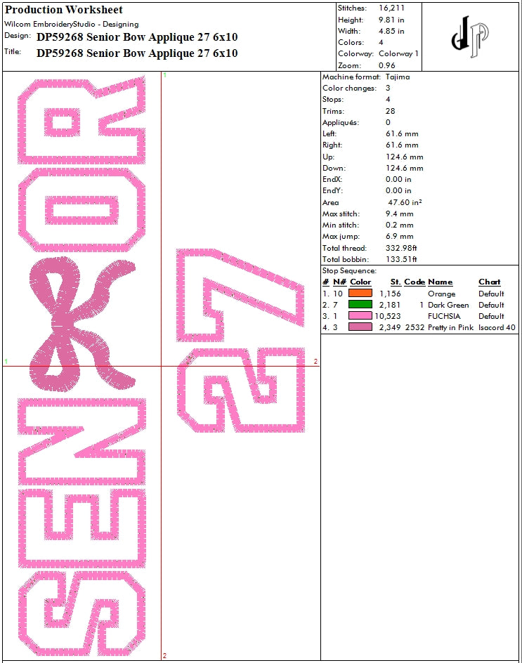 Senior Bow Applique 27