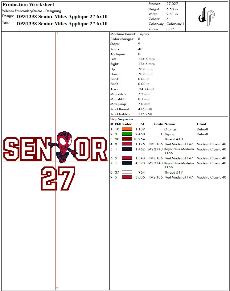 Senior Miles Applique 27