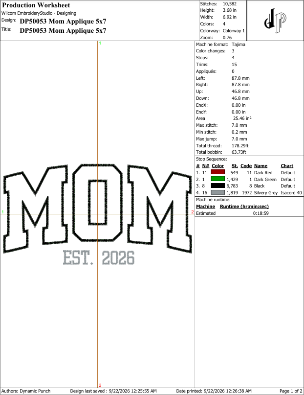 Mom Est 2026 Applique