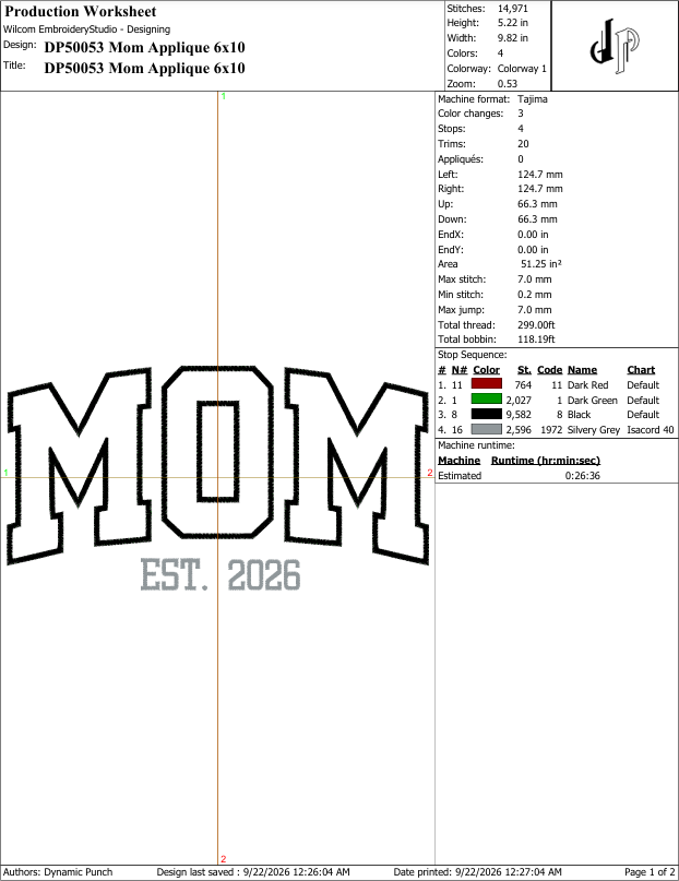Mom Est 2026 Applique