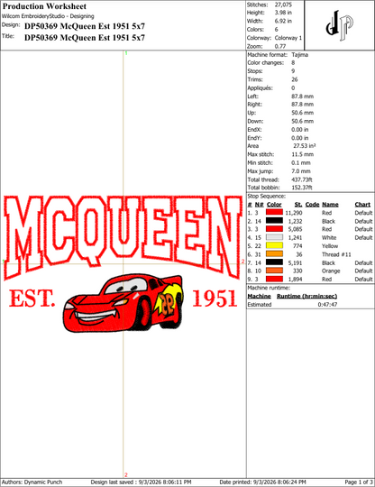 Lightning McQueen Est 1951