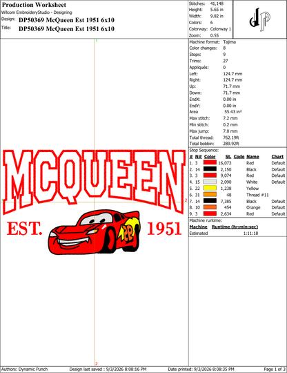 Lightning McQueen Est 1951