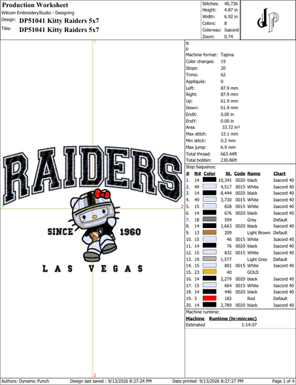 Hello Kitty x Raiders (Applique Included)