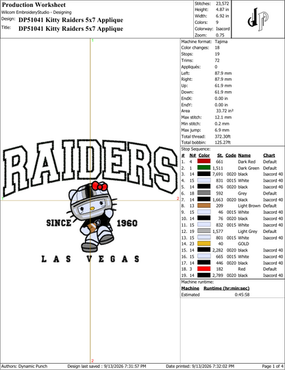 Hello Kitty x Raiders (Applique Included)