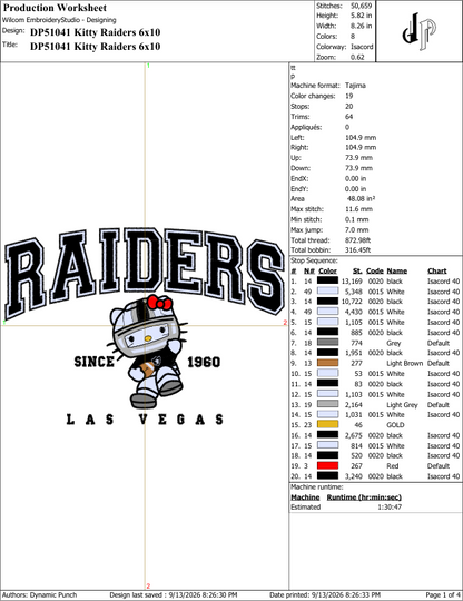 Hello Kitty x Raiders (Applique Included)