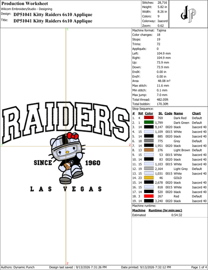 Hello Kitty x Raiders (Applique Included)