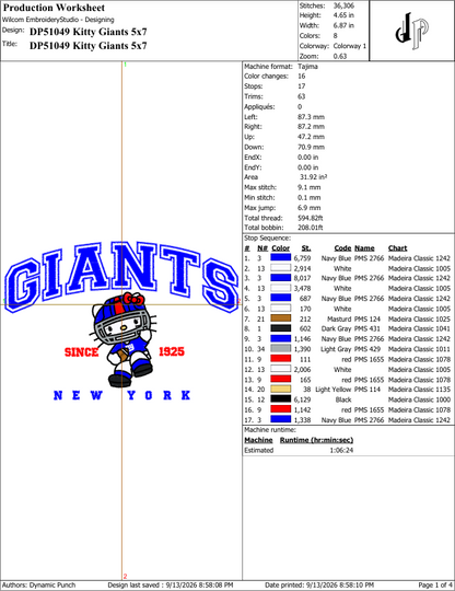 Hello Kitty x Giants (Applique Included)