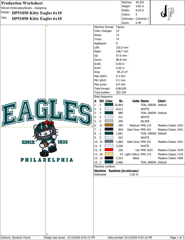 Hello Kitty x Eagles (Applique Included)