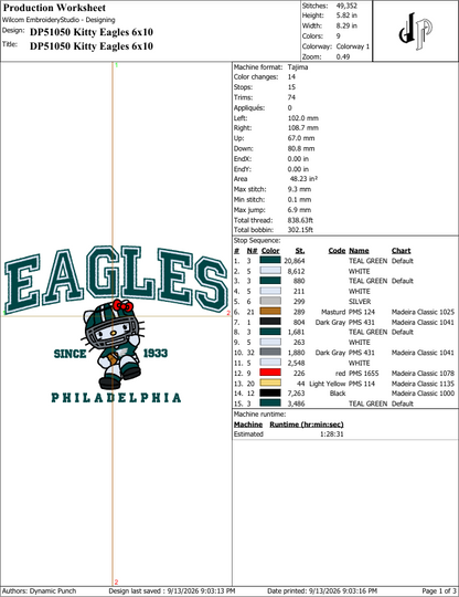 Hello Kitty x Eagles (Applique Included)