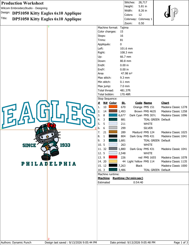 Hello Kitty x Eagles (Applique Included)
