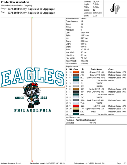 Hello Kitty x Eagles (Applique Included)