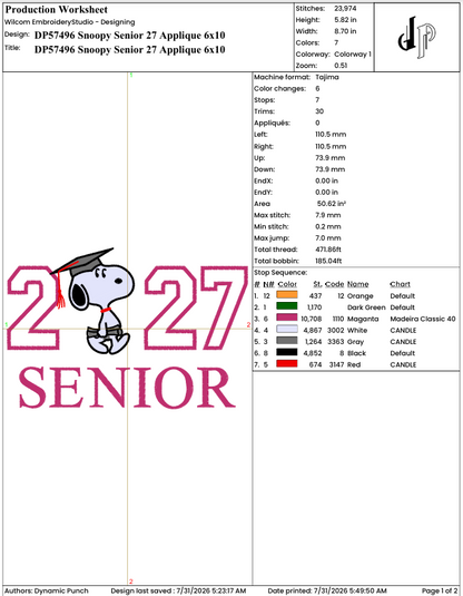 Snoopy Senior 27 Applique