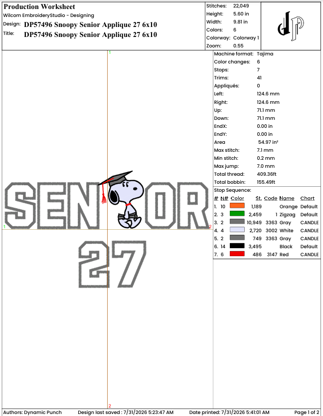 Snoopy Senior Applique 27
