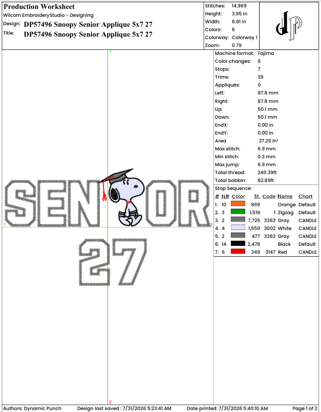 Snoopy Senior Applique 27