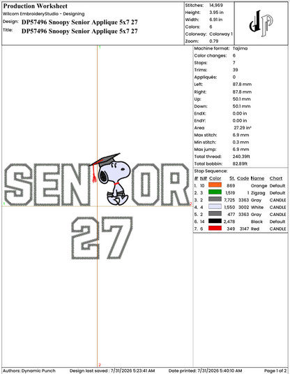 Snoopy Senior Applique 27