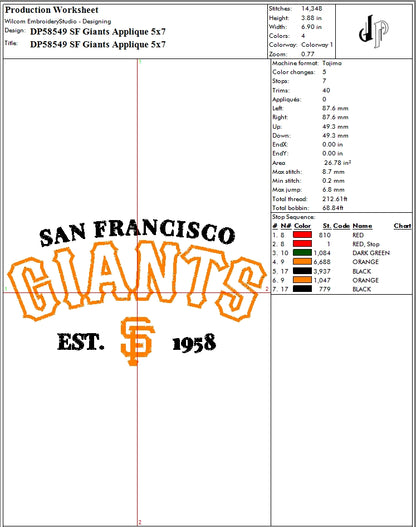 SF Giants Applique