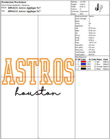 Astros Applique