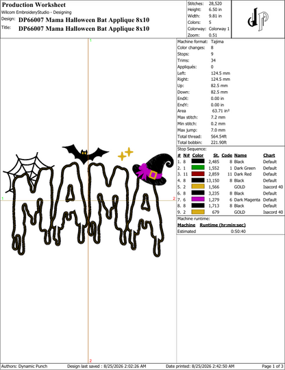 Mama Halloween Applique