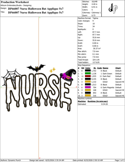 Nurse Halloween Applique