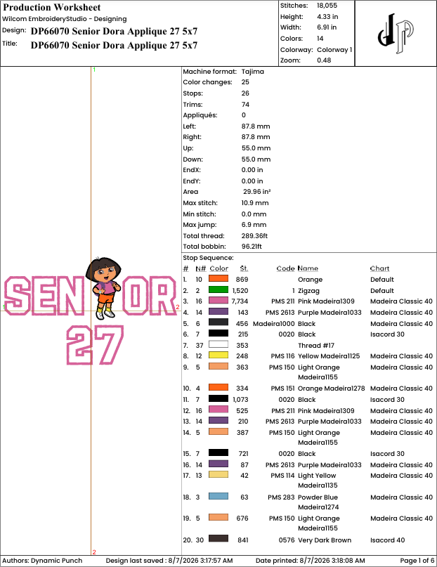 Senior Dora Applique 27