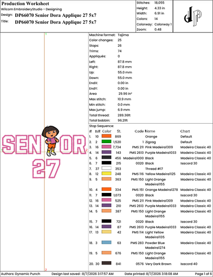 Senior Dora Applique 27