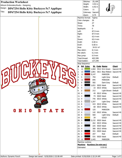 Hello Kitty x Ohio State Buckeyes