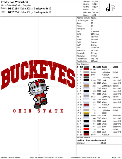 Hello Kitty x Ohio State Buckeyes