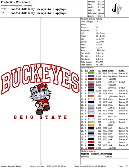 Hello Kitty x Ohio State Buckeyes