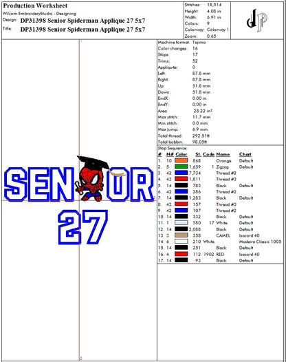 Senior Spiderman Applique 27