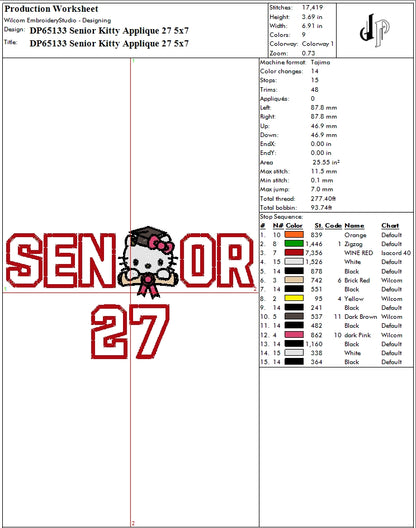 Senior Hello Kitty Applique 27