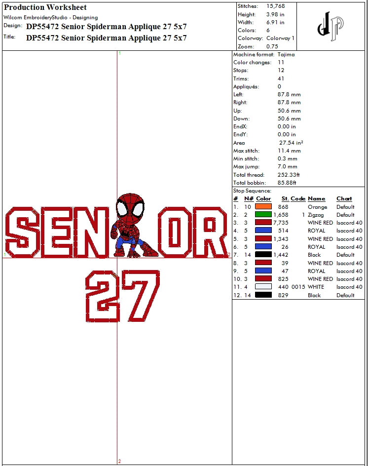 Senior Spiderman Applique 27
