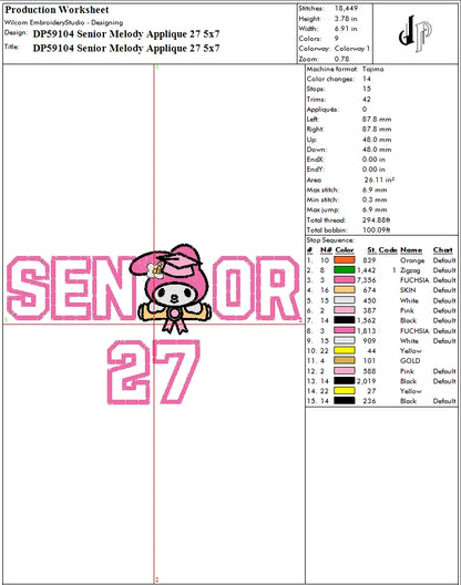 Senior Melody Applique 27