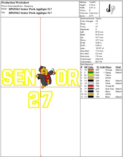 Senior Pooh Applique 27