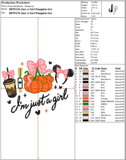 Just A Girl Pumpkin