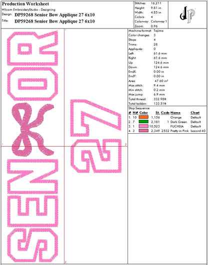 Senior Bow Applique 27