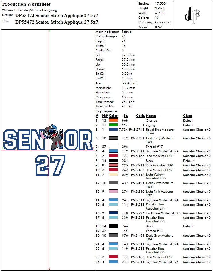 Senior Stitch Applique 27