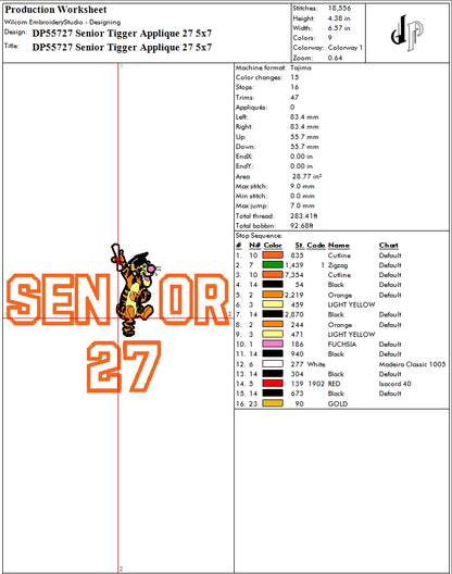 Senior Tigger Applique 27
