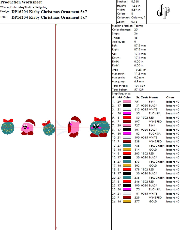 Kirby Christmas Ornament