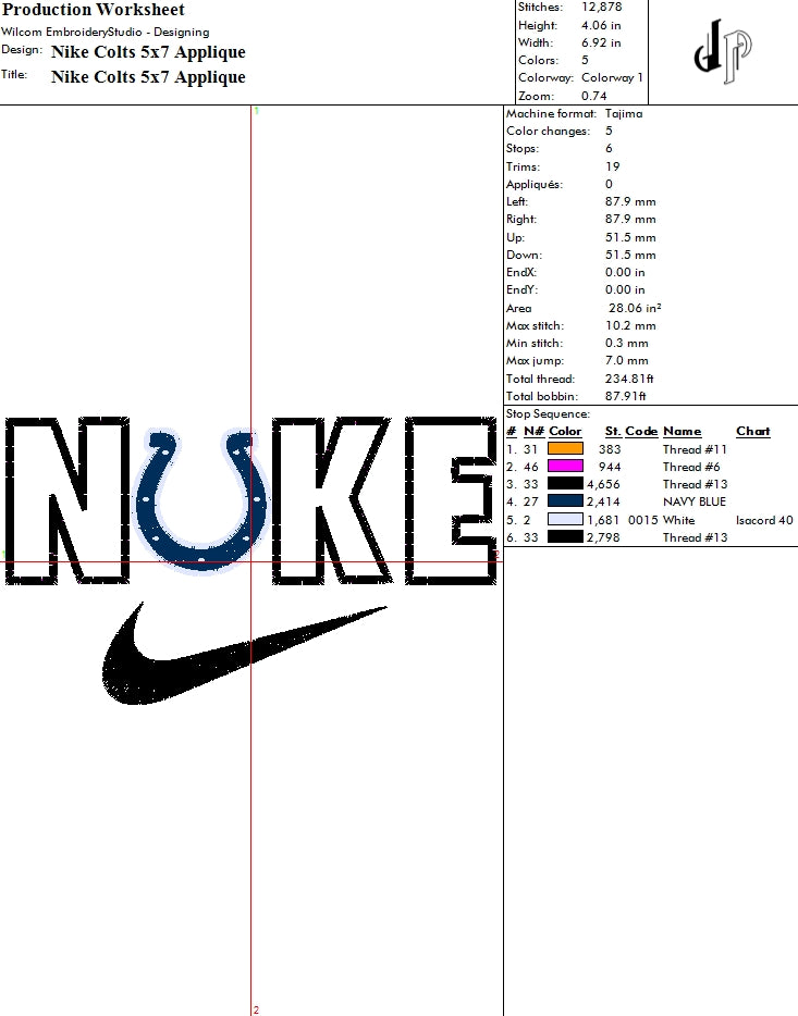Nike x Indianapolis Colts (Applique Included)