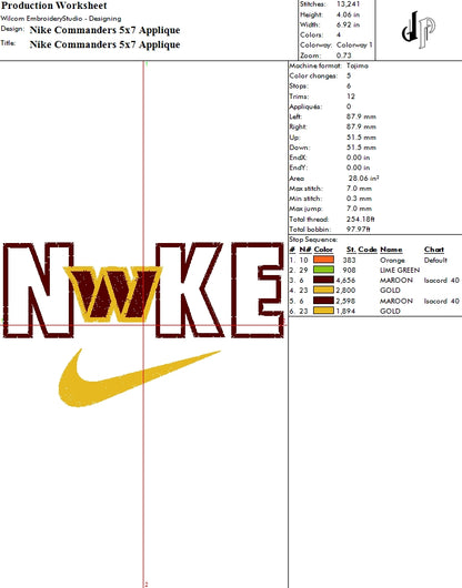 Nike x Washington Commanders (Applique Included)