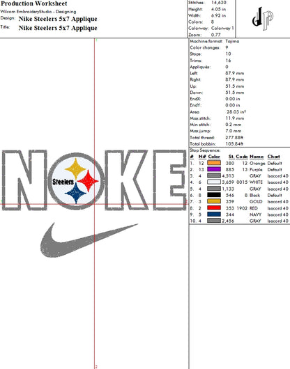 Nike x Pittsburgh Steelers (Applique Included)