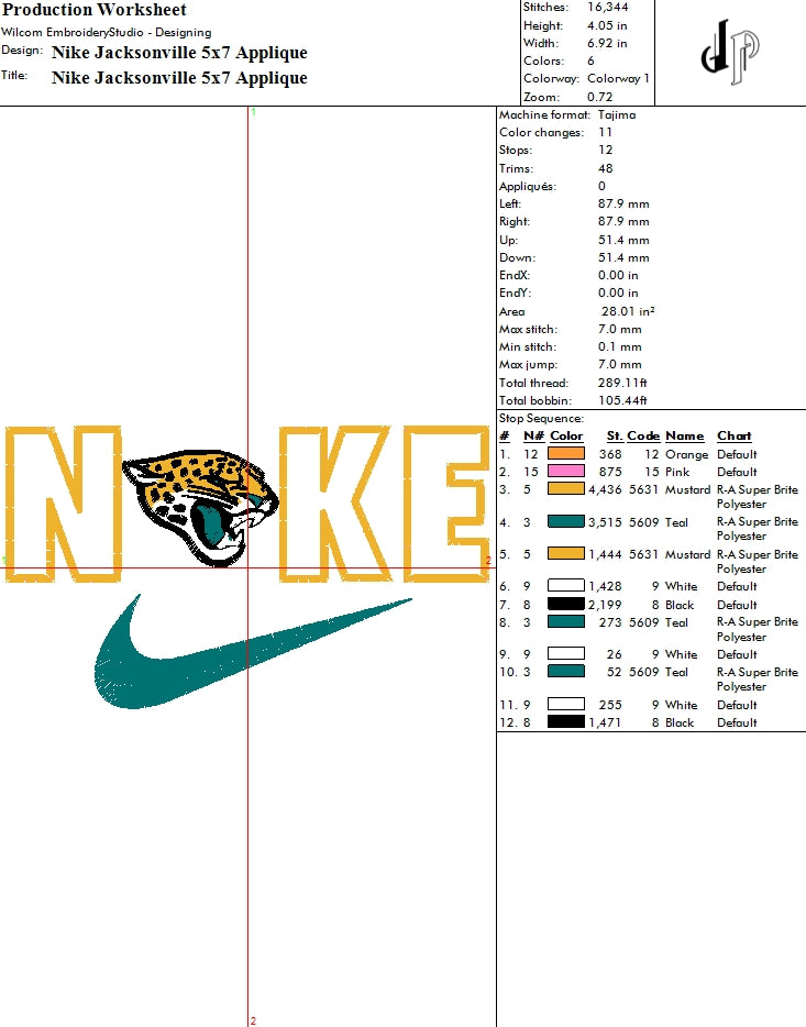 Nike x Jacksonville Jaguars (Applique Included)