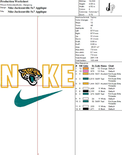 Nike x Jacksonville Jaguars (Applique Included)