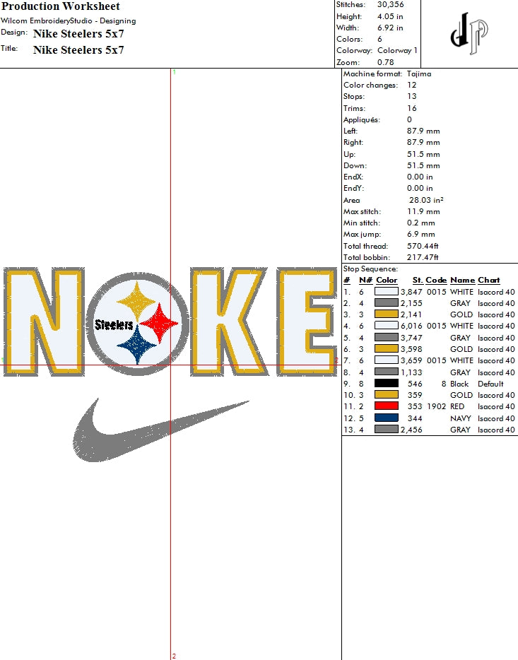 Nike x Pittsburgh Steelers (Applique Included)