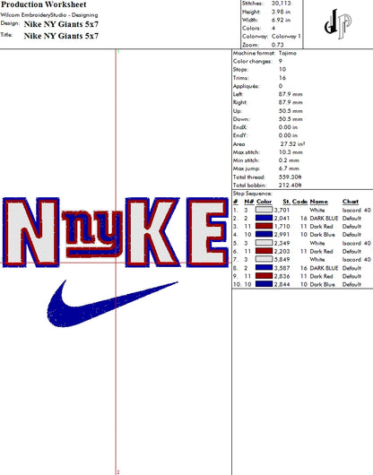 Nike x New York Giants (Applique Included)