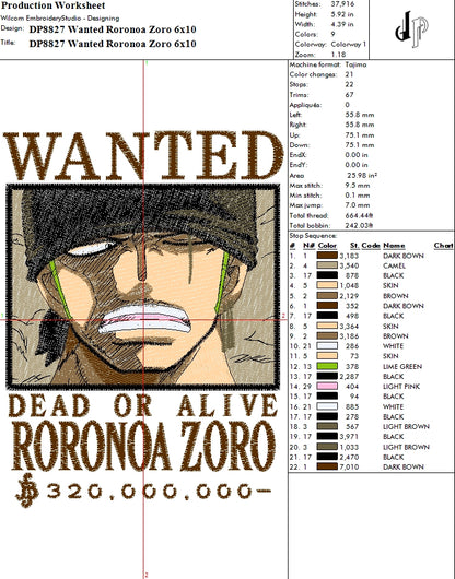 Wanted Roronoa Zoro