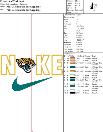 Nike x Jacksonville Jaguars (Applique Included)