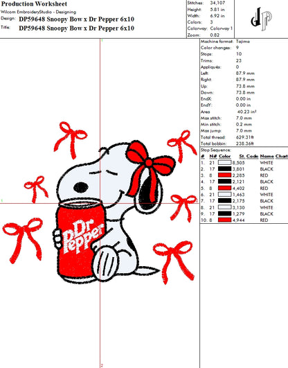 Snoopy Bow x Dr Pepper