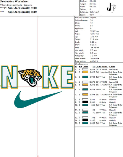 Nike x Jacksonville Jaguars (Applique Included)