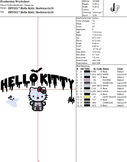 Hello Kitty Skeleton